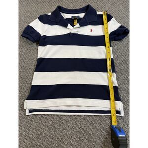 Boys Blue and White Striped Cotton Mesh Polo Shirt Size 6 Red Signature Pony